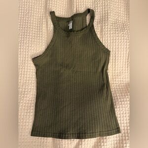 Rosio Khaki Ribbed Tank Top